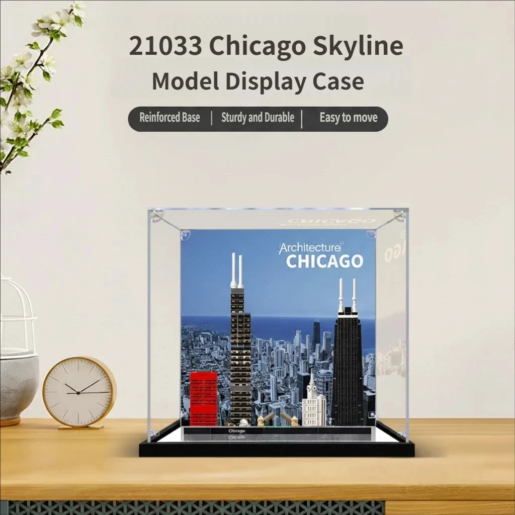 Vitrina Acrílica para el Modelo Lego 21033 Chicago Skyline, Caja de Exhibición a Prueba de Polvo, Vitrina Transparente (Modelo No Incluido)