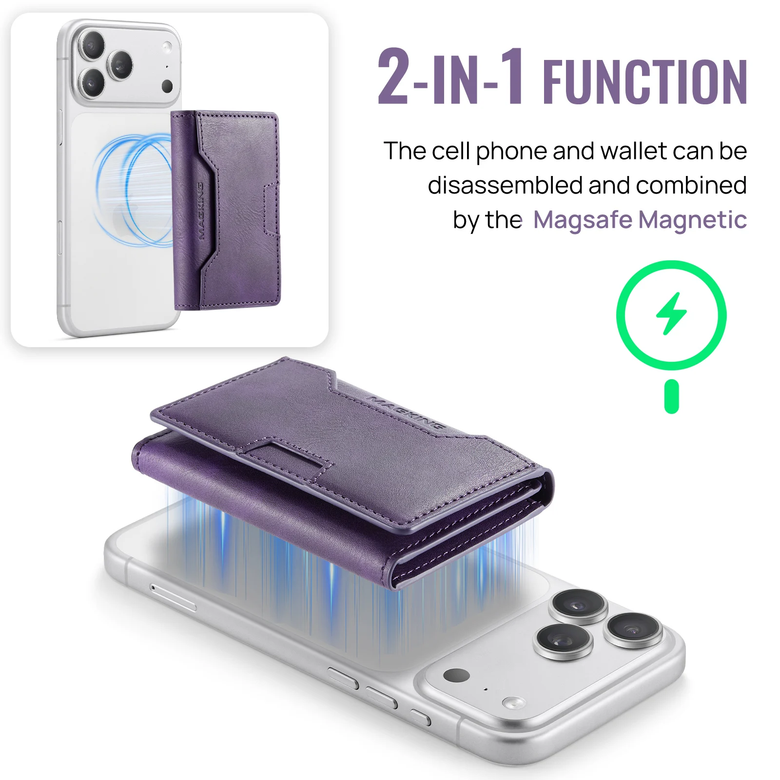 Multi-Slot MagSafe Geldbörse mit RFID-Blockierung und Magnetischem Kartenhalter für Smartphones – Detail 30
