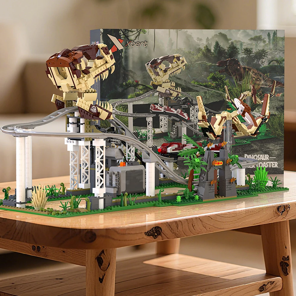 

1291pcs MOC Technical Electric Dinosaur Roller Coaster Building Blocks Bricks Assembling Model Toys for Children Birthday Gift