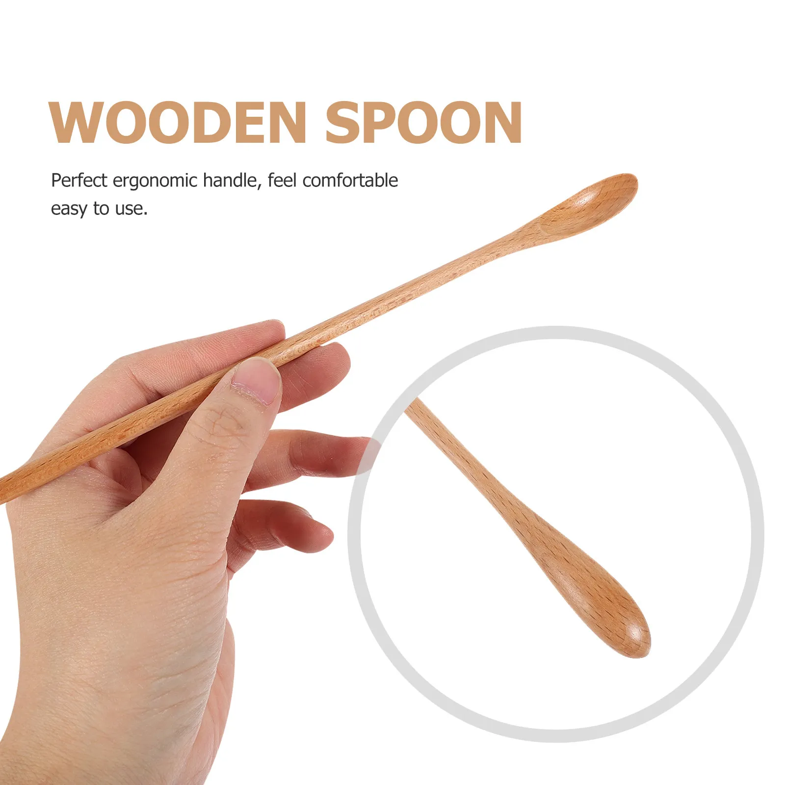 Wood Coffee Stirring Spoon Set – 2pcs Natural Wooden Serving Spoons for Porridge, Soup, Stews & Kitchen Use