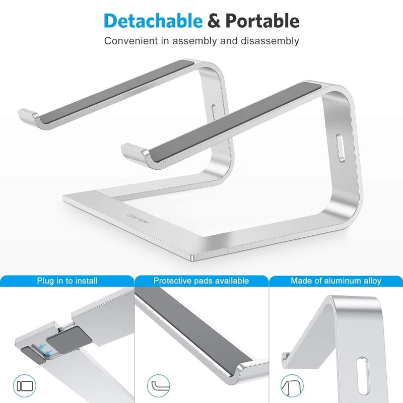 분리형 알루미늄 노트북 거치대 스탠드, 맥북 에어, 프로, 레노버 및 모든 노트북용 책상, 11-16 인치