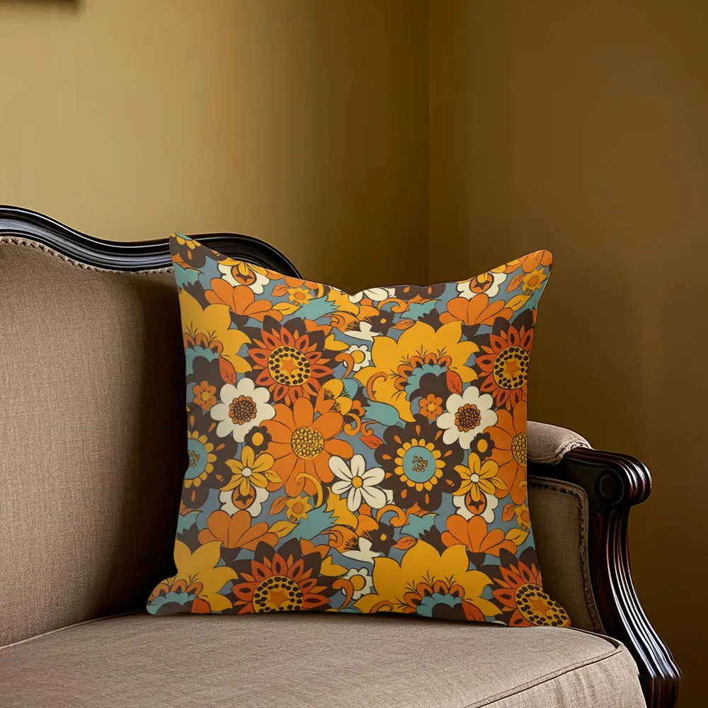 

Sunflower Groove square Jacquard Pillow Cover for Sofa Office Waist Cushion Cover Home Decorative Pillowcase