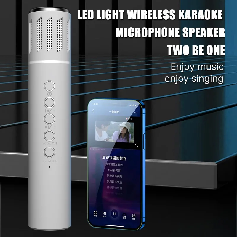 Handheld Condenser Microphone HiFi Professional K-song Wireless Bluetooth Speaker System Support TF Cell Phone PC Live Equipment