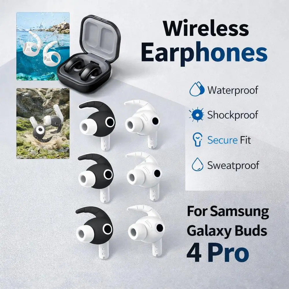 5Pairs Silicone Earbud Covers With Portable Storage Case for Samsung Galaxy Buds 4 Pro (2026) Anti Slip Soft Earbud Covers