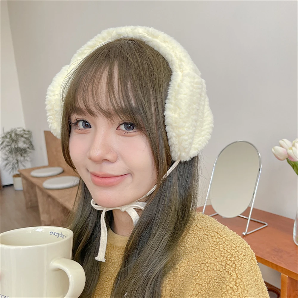 Fashion Warm Plush Earmuff Cute Imitation Rabbit Fur Student Frostproof Earmuffs Winter Women Tie Ear Cover Orejeras De Invierno