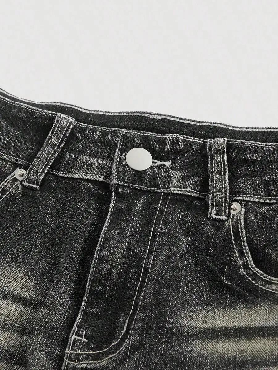 Grunge Punk Y2K Retro Washed Denim Shorts Super Low Waist