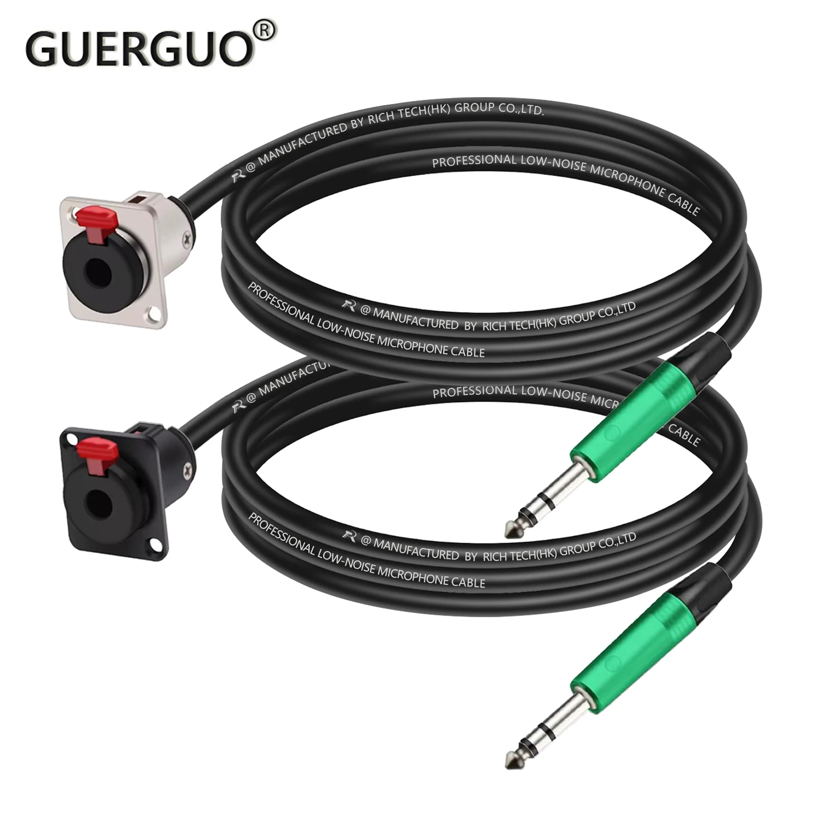Cable adaptador de enchufe macho TRS hembra de 1/4 "TRS de montaje en Panel tipo D, hembra de 6,35 MM a conector macho TRS de 6,5 MM
