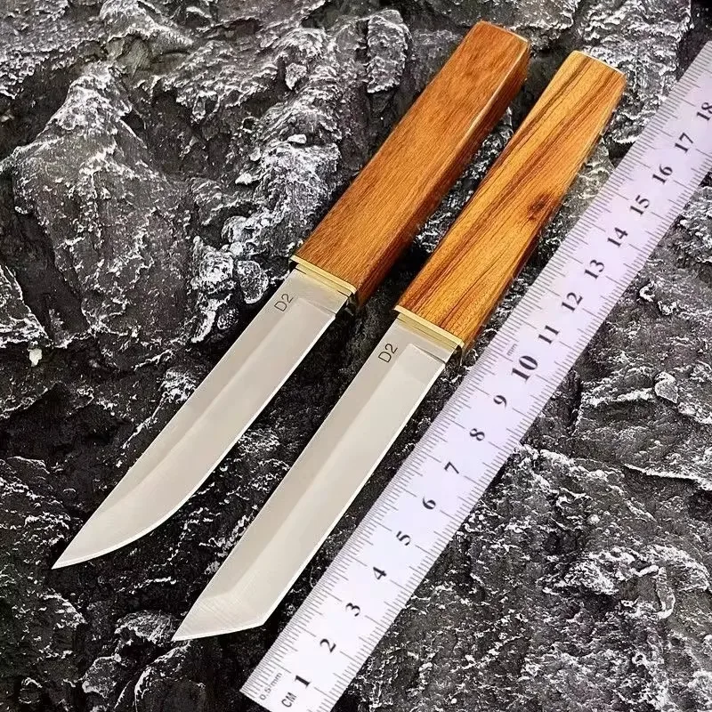 Sun Moon Double Blade House together M390 Wooden Handle small Straight knife Outdoor Knife Hunting knife emergency rescue fruit