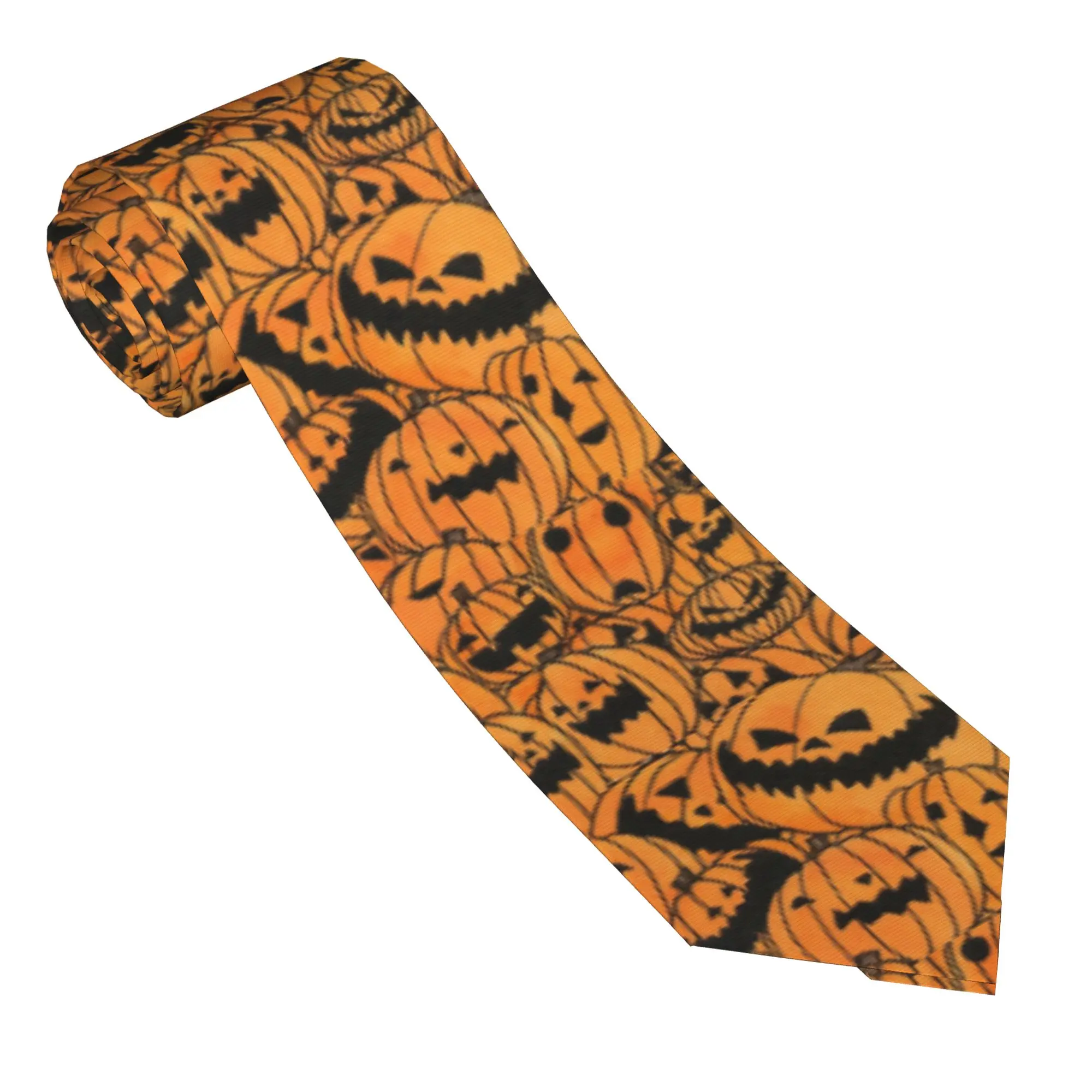 Pumpkin Patch Necktie Unisex Polyester 8 cm Halloween Spooky Horror Neck Tie for Men Skinny Classic Accessories Gravatas Wedding