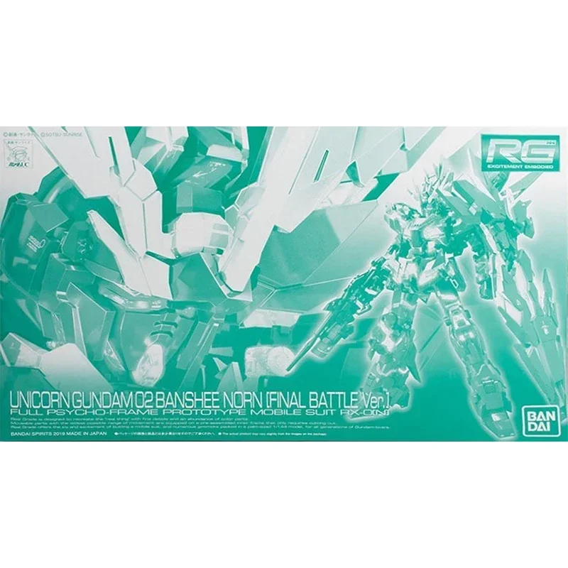 Bandai Genuine Gundam Model Kit Anime Figure RG 1/144 Unicorn Gundam 02 Banshee Norn Final Battle Ver Gunpla Anime Action Figure