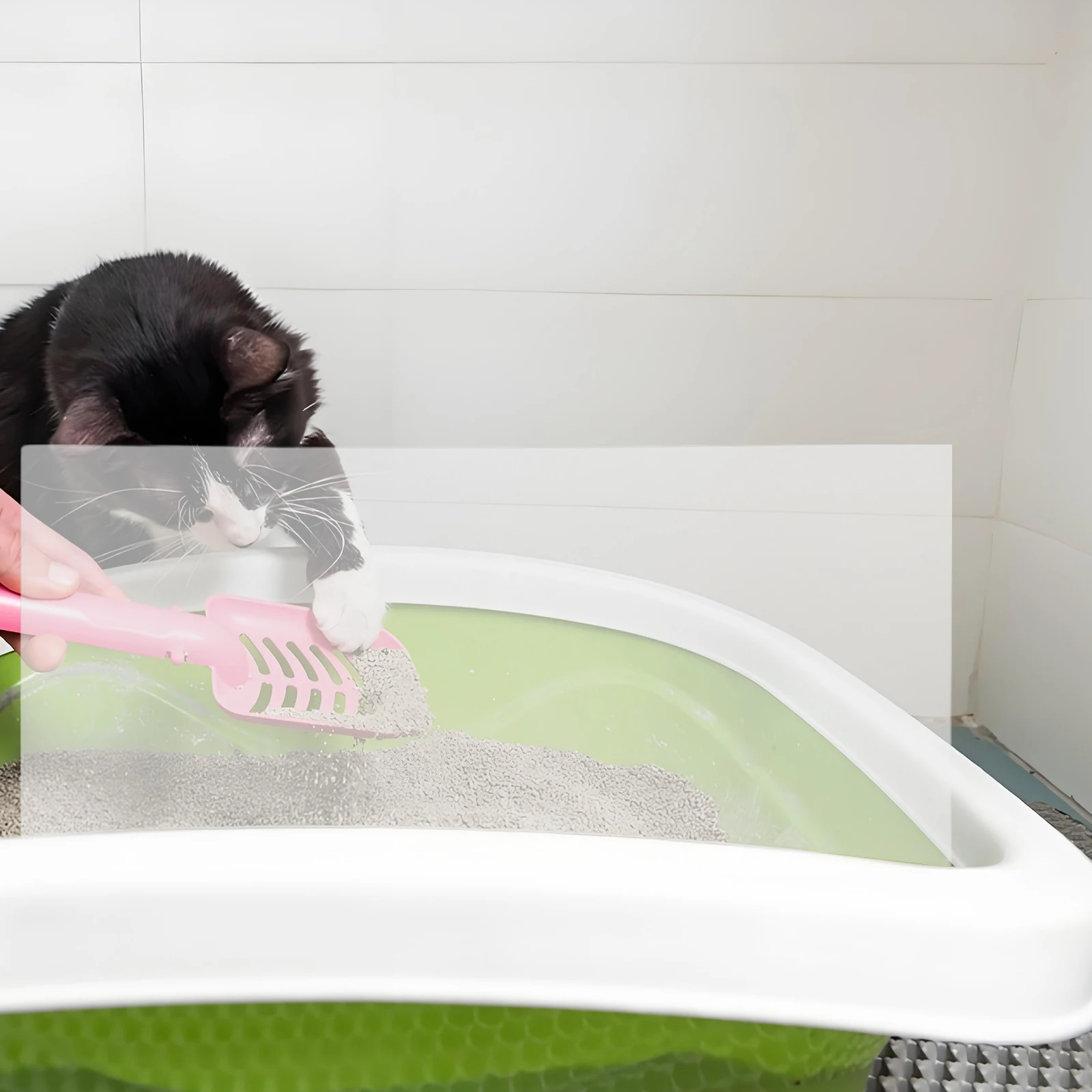 

3pcs Anti-Splash Transparent Reusable High-Sided Litter Box Enclosure Guards For Open Top Pan Durable Easy Install