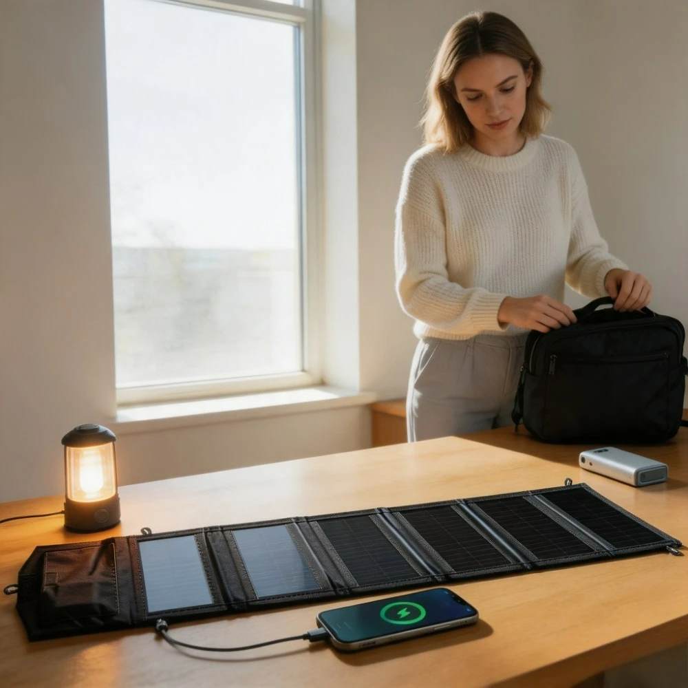 25W 100W Waterproof Foldable Portable Solar Panel Charger Dual USB Solar Power Bank for Outdoor Camping Hiking Travel Adventure