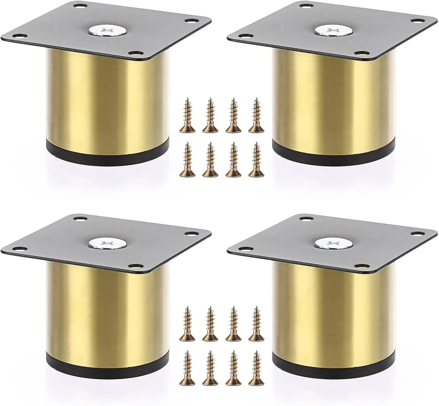 

4PCS 2 Inch Stainless Steel Furniture Legs Feets Metal Cabinet Desk Legs, Golden Round Metal Furniture Risers Coffee Table
