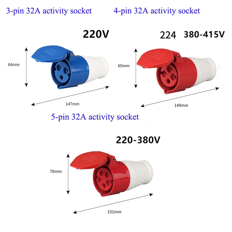 32A Lndustrial Plug Waterproof Explosion-proof Aviation Plug Docking Socket Connector Three-phase Electric 3-core 4-core 5-hole