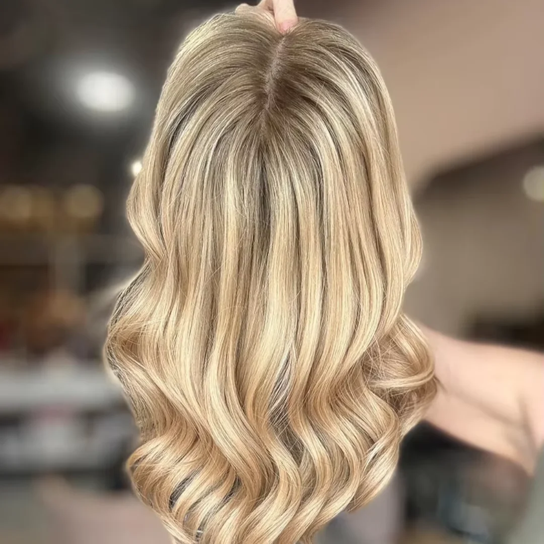 Body Wave 24Inch Natural HD Lace Wig with for Women Ombre Blond Pre-Plucked Transparent Lace Frontal Versatile Hair Wig
