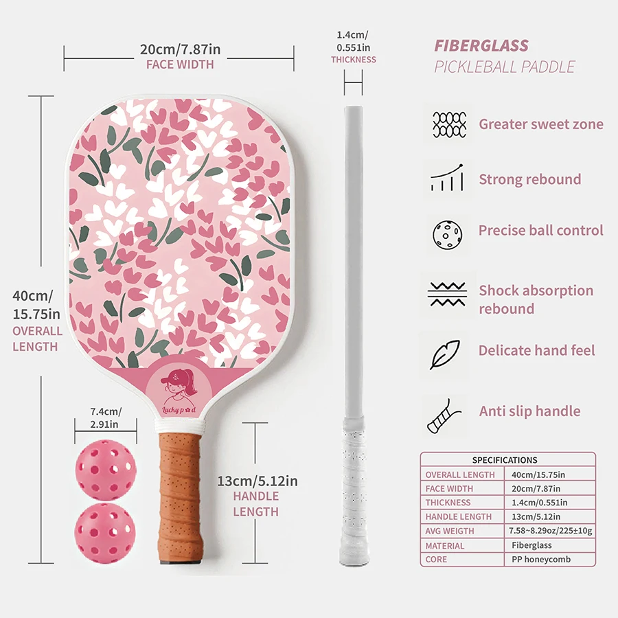 Pickleball Paddle Set with 2 Balls Trendy Pattern Pickleball Paddle Set Lightweight Pickleball Racket for Adults & Beginners