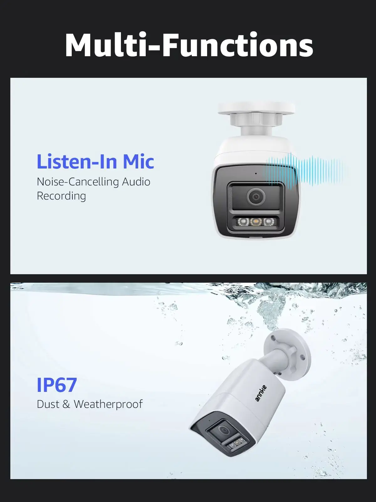 ANNKE 12MP Outdoor Smart Dual Light PoE Sicherheitskamera, Erkennung von Personen und Fahrzeugen, H.265+, integriertes Mikrofon, Farb- und Infrarot-Nachtsicht, SD-Kartenunterstützung, IP67