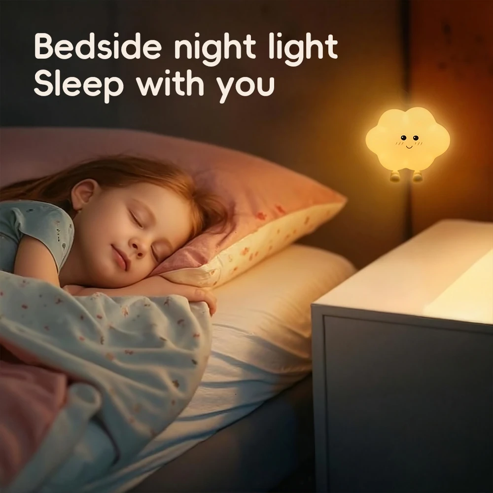 Novelty LED Star Cloud Silicone Night Light Nursery Sleeping Wall Lamp Rechargable Beside Lamp For Baby Bedroom Decor image 6