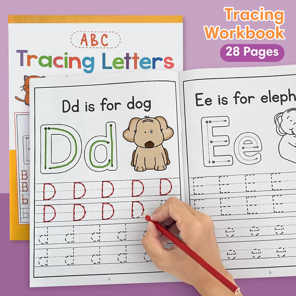 

28-Page Alphabet Tracing Workbook- Colorful Educational Handwriting Practice Book with Dual Presentation of Letters and Animals