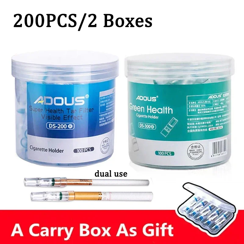 Hot Sale Adous 200PCS 2 Boxes Smoking Disposable filter Reducing Tar Microfilter Smoke Mouthpiece Cigarette filters For 6mm 8mm