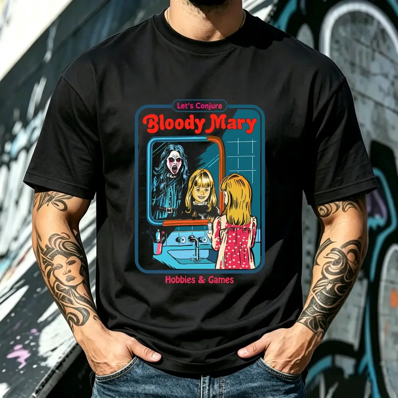 washed T Shirt A51 Creepy Co Size XL Let's Conjure Bloody Mary Hobbies and Games long or short sleeves vintage Washed