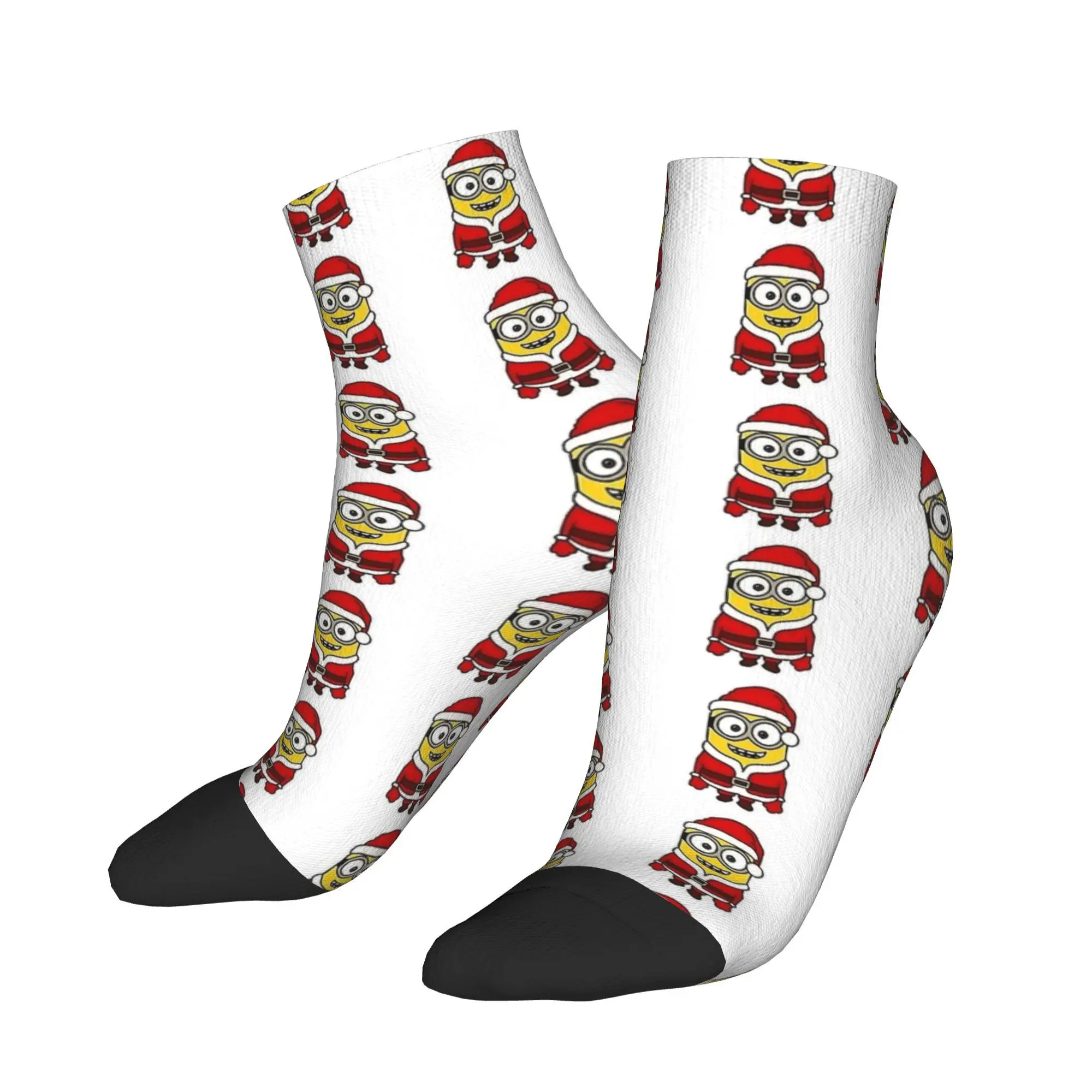 

Носки до щиколотки для мужчин, рождественские милые повседневные носки с героями мультфильмов «Миньоны», желтые нескользящие удобные летние спортивные носки для бега с большими глазами