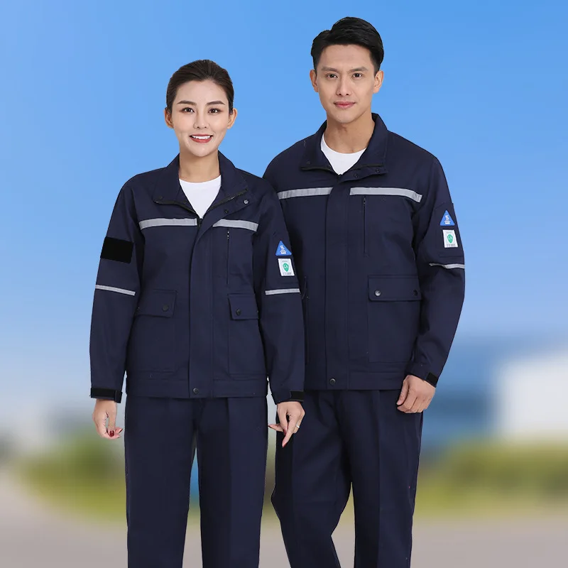 Spring Autumn Long Sleeved Men's 100% Cotton Workshop Workwear Print Logo Suit Gas Station Welding Repair Jacket