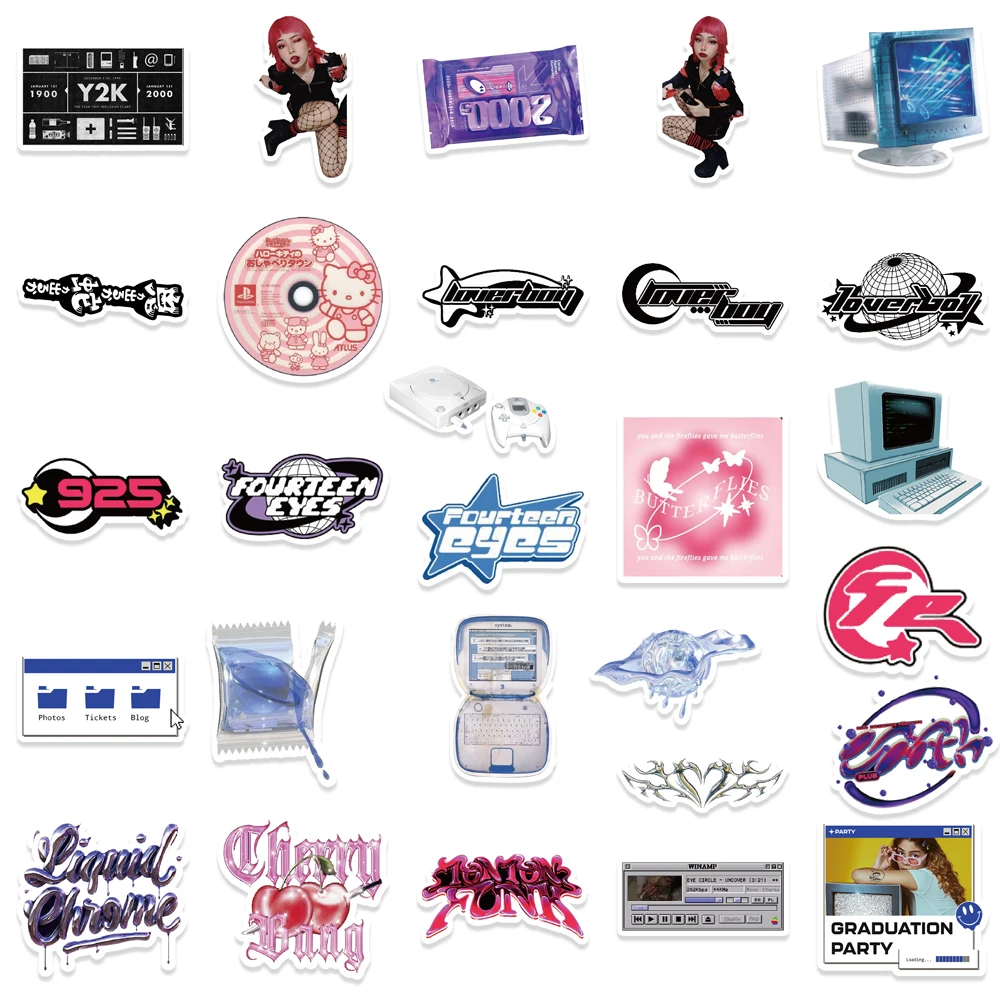 53/111pcs Vintage Leopard Love Y2k Stickers Aesthetic Laptop Motor Luggage Guitar Phone Skateboard 2000s Classic Kids Toys