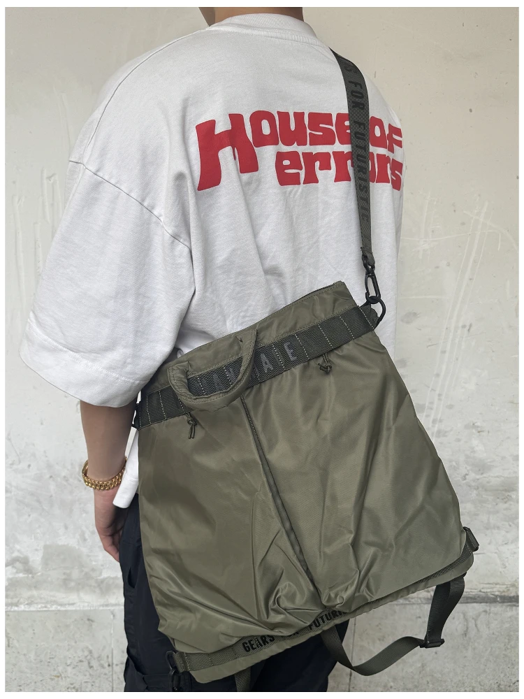 حقيبة خوذة 25ss من صنع الإنسان، حقيبة يد كبيرة محمولة باليد للرجال بكتف واحد للسفر