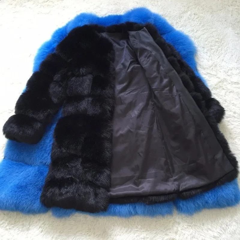 New Winter Female Fake Fox Fur Coat Winter Warm White Black Gray Fur Jacket