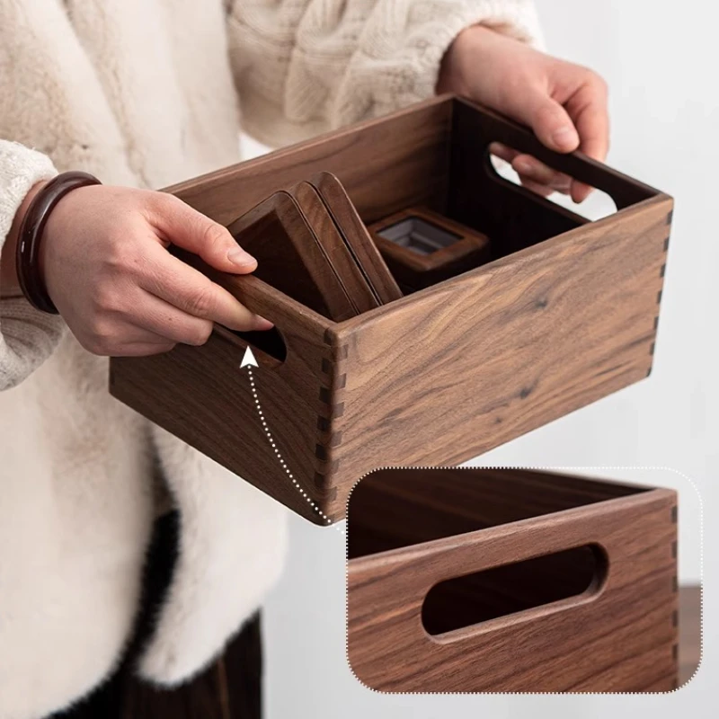 

Walnut Wood Storage Box Vintage Crate for Home Organization Multi-functional Cosmetic Organizer Basket Bedroom Display Container