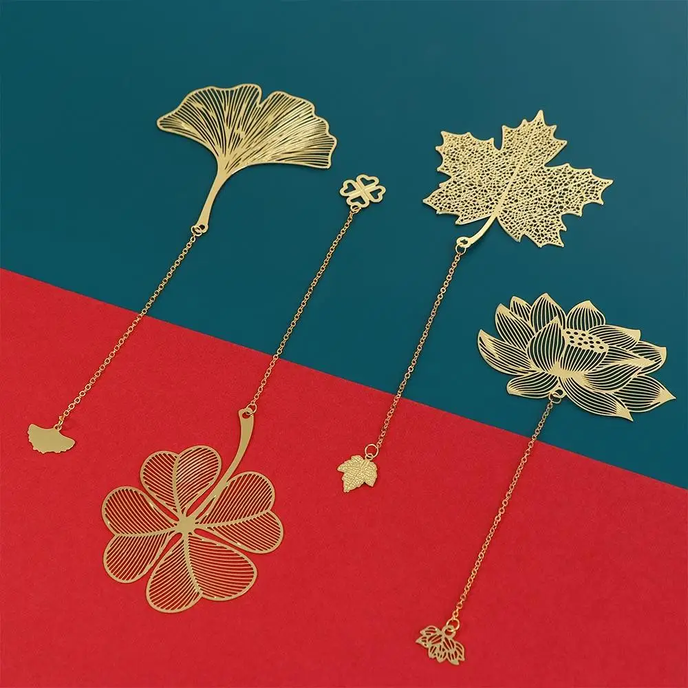 Office Maple Leaf Vintage Chinese Style Book Holder Retro Book Clip Metal Bookmark Hollow Book Mark Leaf Bookmark Bookmark