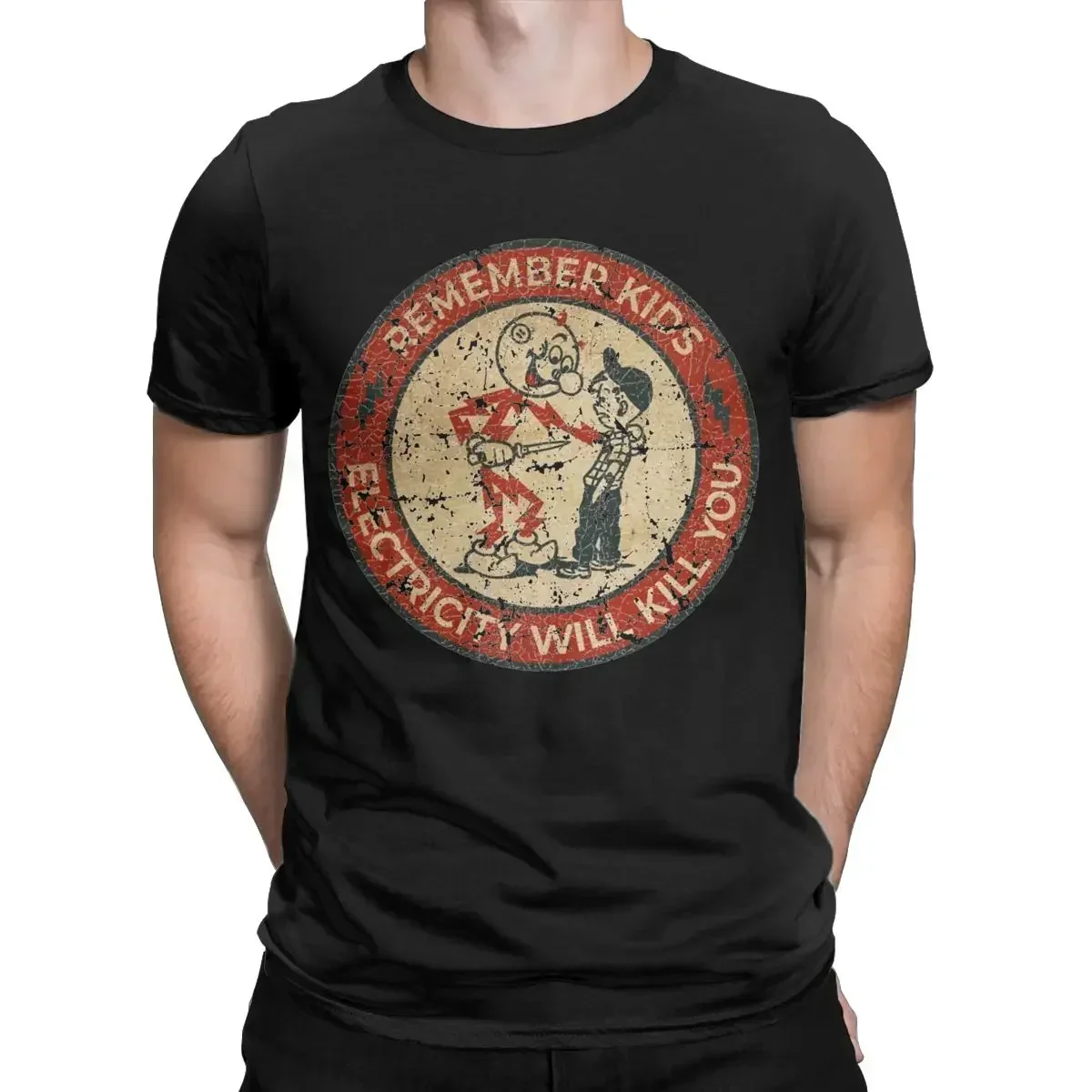

yuvarlak boyun Tees için kısa kollu giyim klasik Elektrik sizi öldürecek çocuklar T Shirt erkek saf pamuk moda erkek T-Shirt
