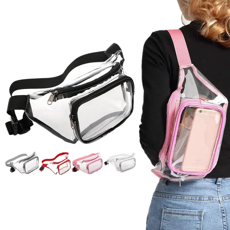 Sports Waist Packs Transparent Waterproof Cellphone Organizer Holder Chest Bag Outdoor Travel Fitness Keys Mobile Storage Bag