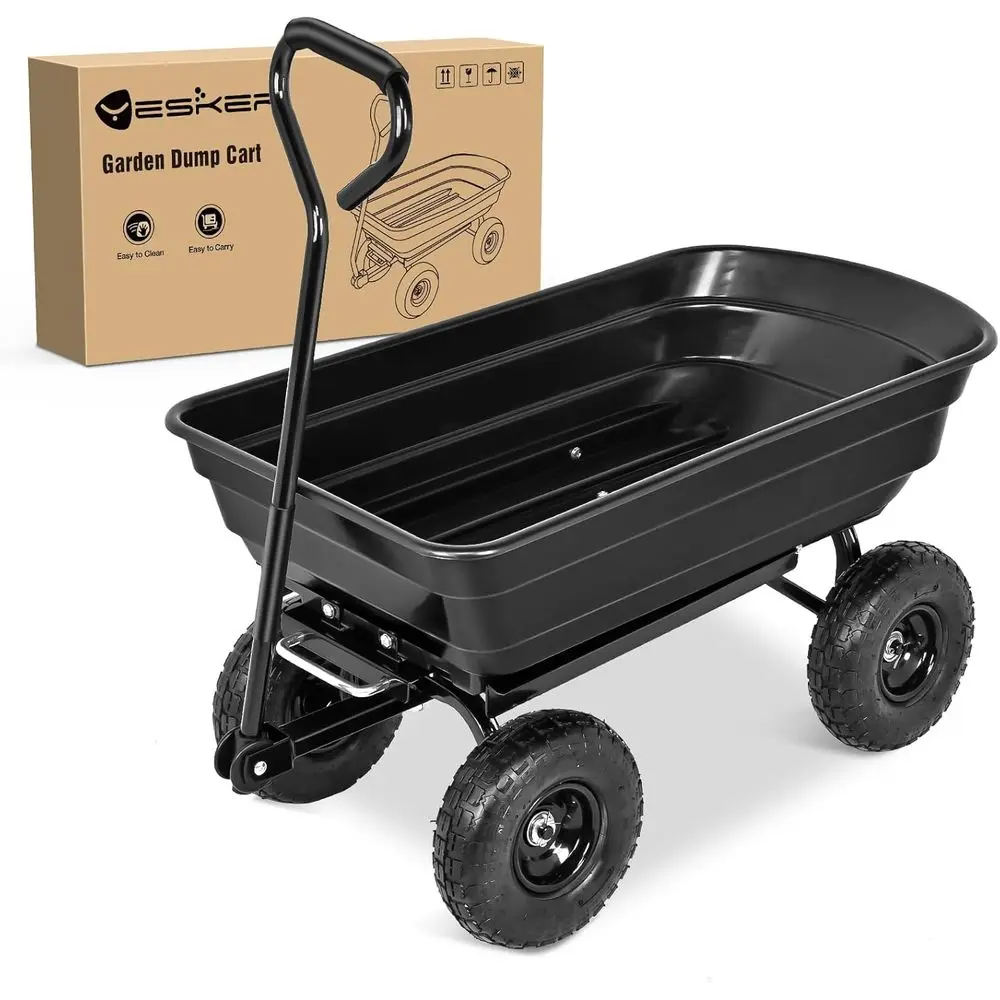 All-Terrain 600lbs Dump Wagon with Heavy-Duty Utility for Outdoor Hauling and Gardening