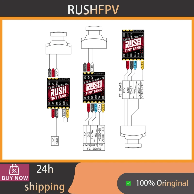 RUSHFPV TINY TANK 5.8GHz Analog FPV Video Transmitter, Ultra Compact Small Size VTX Module for Tiny Mini FPV Racing Drones