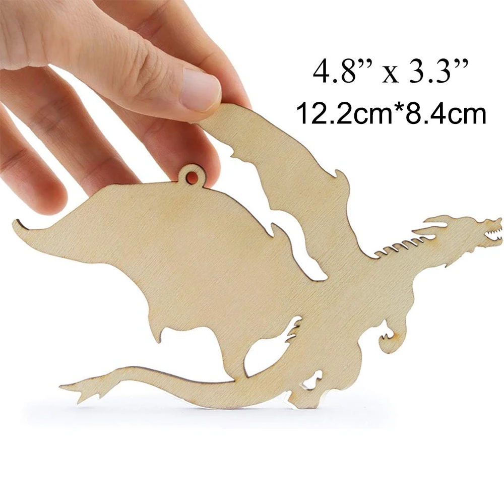 20 Pack Unfinished  Wooden Dragon cutout hanging Ornaments DIY for Home Party Room Decoration Craft Project