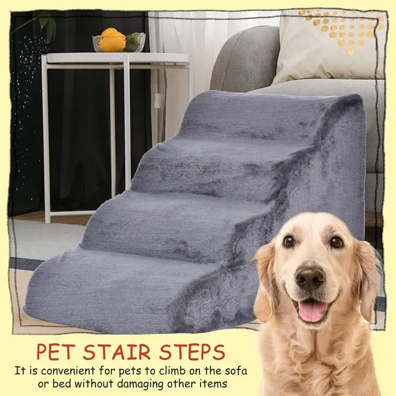 Four Stairs Dog Stairs Pet Play Steps Removable Steps Highly Breathable Dog Pet Ramp Climbing Steps Pet Training Dog On Couch