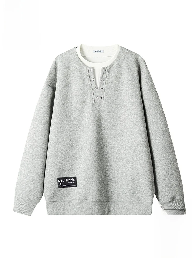 

Мужская толстовка Paul Frank American Style с капюшоном, осенняя новинка, повседневный топ с принтом обезьяны, воротником Хенри, длинными рукавами, удобная, из хлопка.