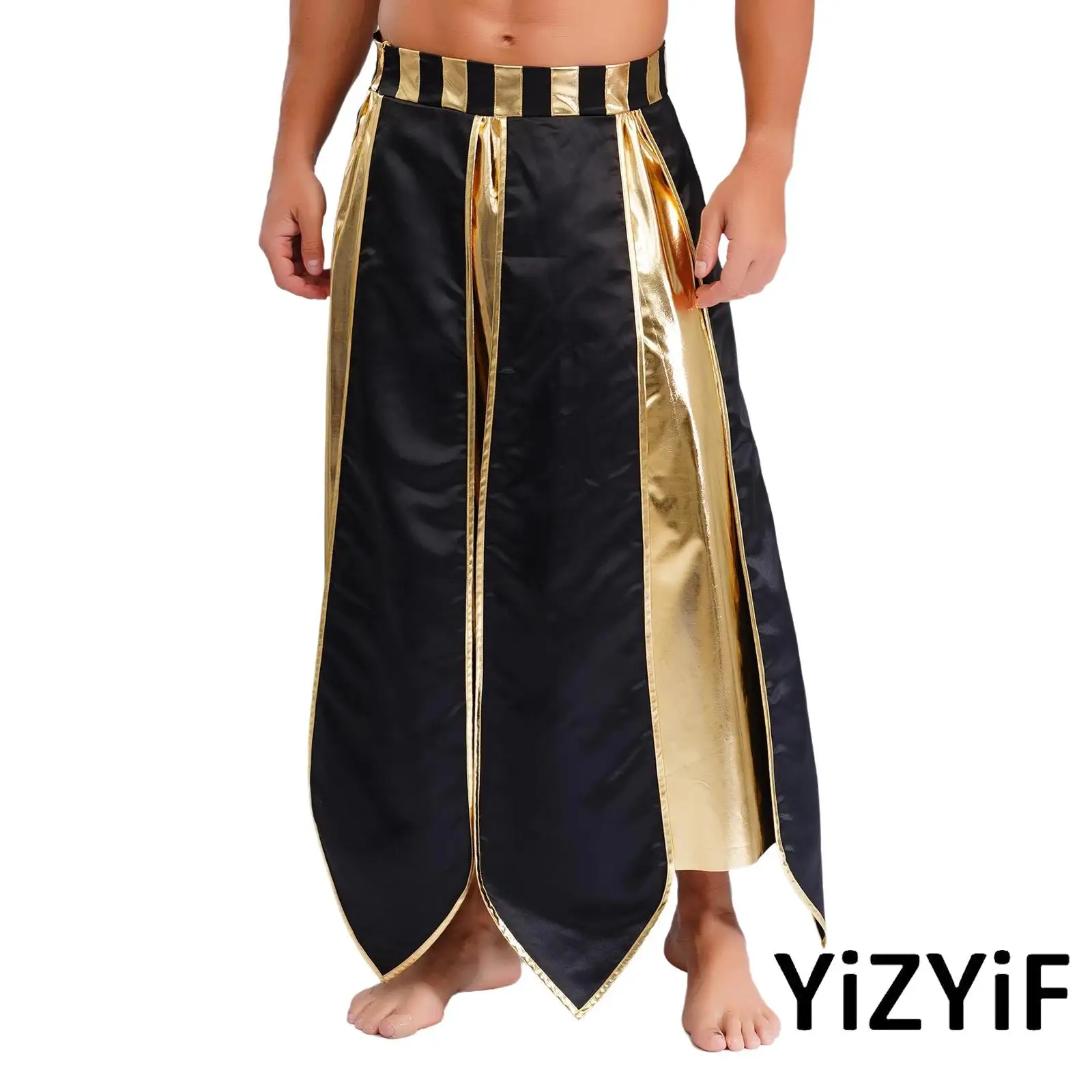 Men Medieval Classic Vintage Belt Skirt Shiny Metallic Color Contrast Belt Skirt Ancient Egyptian Pharaoh Cosplay Costume