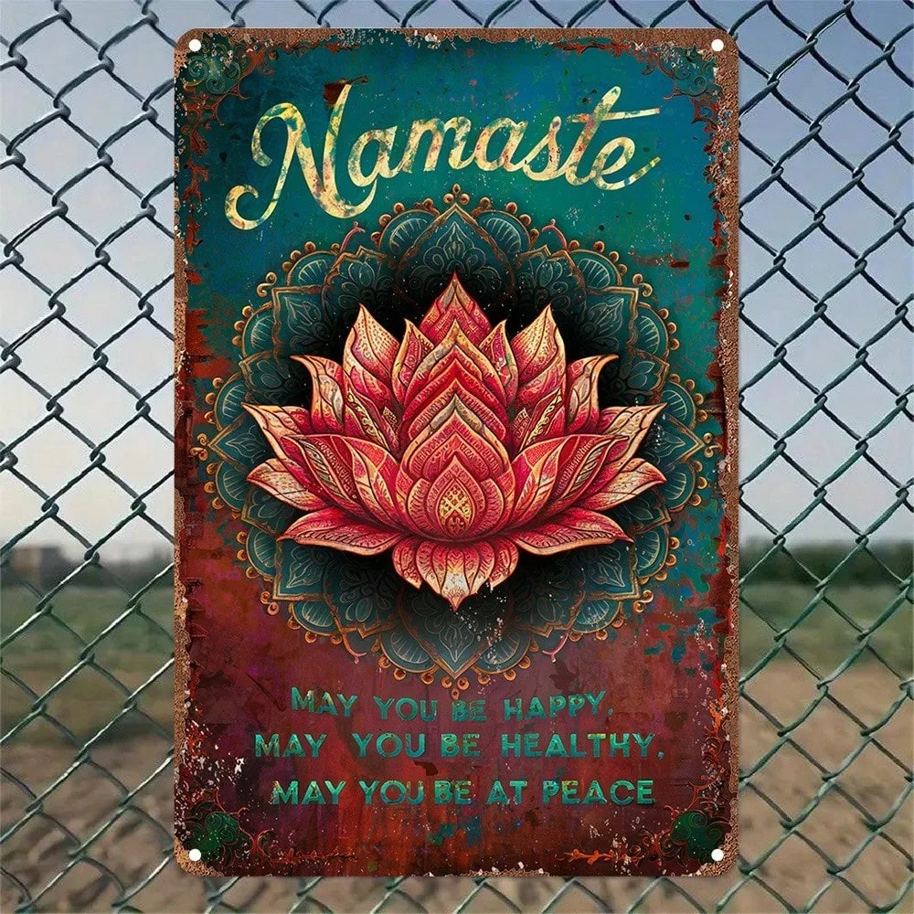 

Rustic Aluminum Lotus Flower Wall Sign Vintage Home Decor For Bedroom Indoor Outdoor