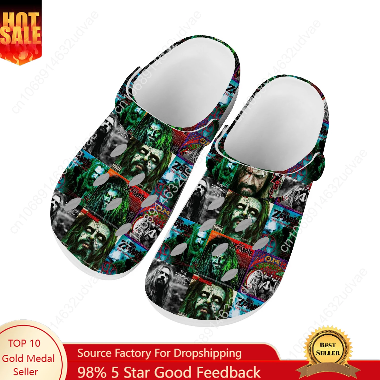 

Rob Zombie Water Shoes Mens Womens High Quality Fashion Home Garden Clogs Customizd Sandals Beach Breathable Hole Slippers