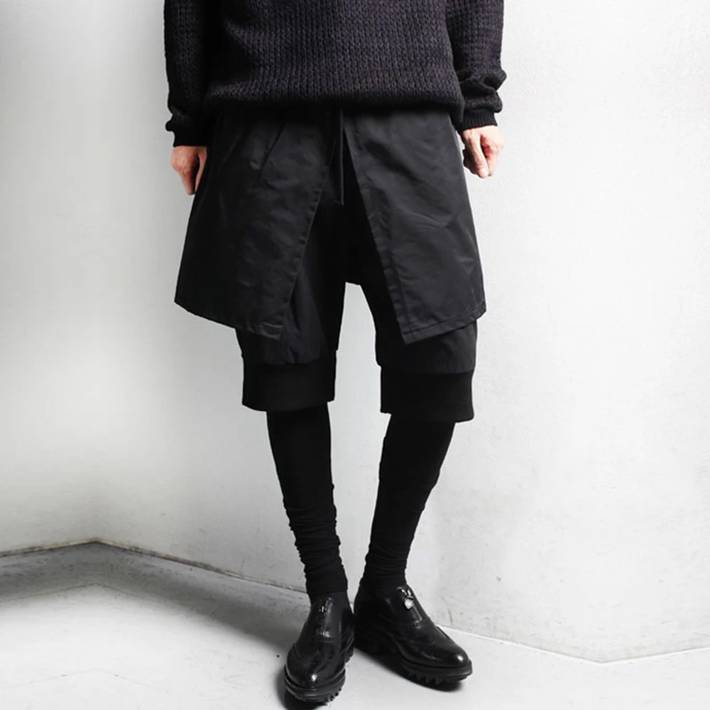 Mens Y2k Faux Three Piece Slim Long Pants Summer Streetwear Fashion Youth Dark Niche Deconstructed City Boy Casual Pants 2026