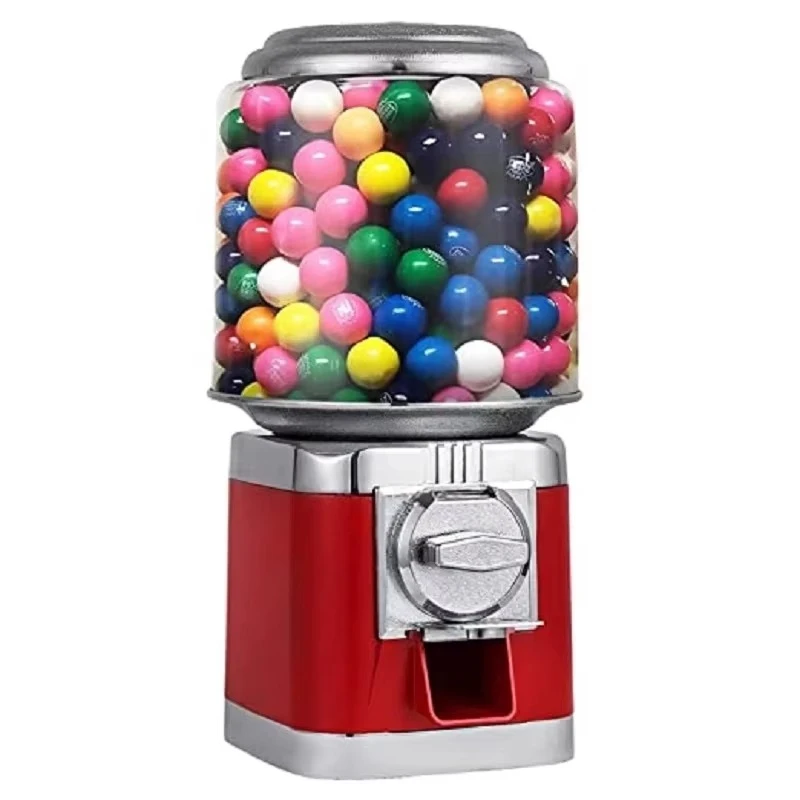 New red 10-pound candy vending machine, durable metal body, gum coin slot, easy to operate