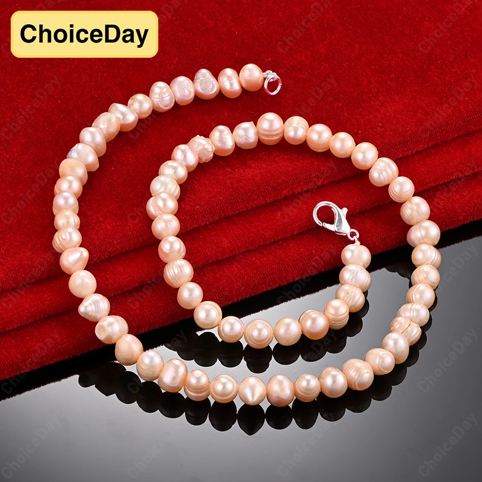 

ChoiceDay 925 Sterling Silver Exquisite Pearl Necklace Women Wedding Party Holiday Gift Jewelry Versatile