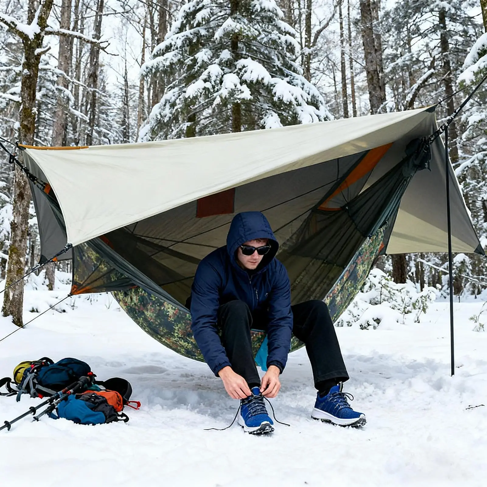 

Гамак для кемпинга, теплое снаряжение для выживания на открытом воздухе под одеяла для гамаков для пеших прогулок, походов, пляжных путешествий