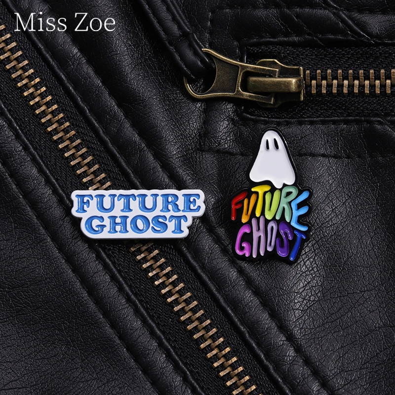 Future Ghost Enamel Pin Rainbow Boo Spooky Brooch Lapel Backpack Clothing Badge Halloween Festival Jerwelry Gift For Kid Friends