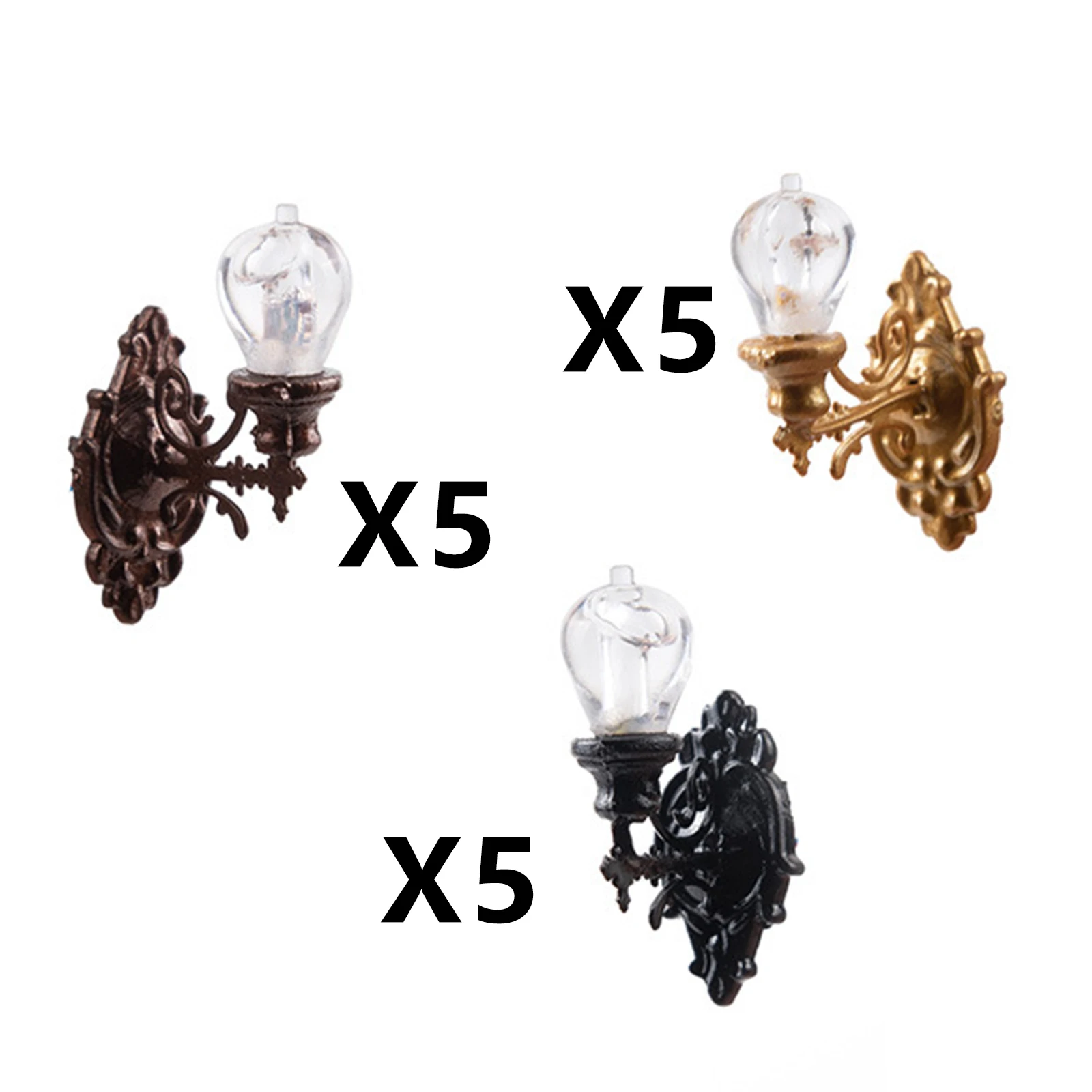 

5 Pieces 1:87 Ho Scale Wall Sconce Ornament Lamp Yard Building