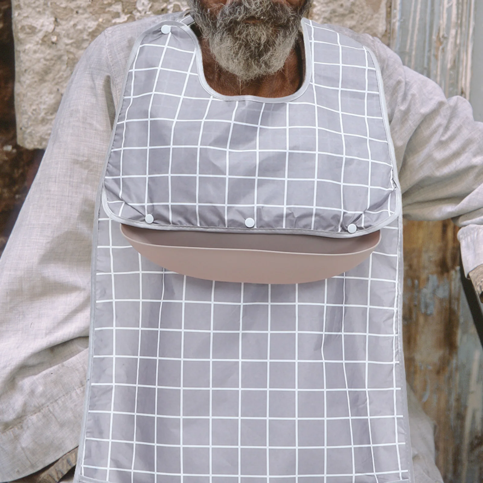 

Waterproof Bibs for Elderly Reusable Adult Dinner Protection Wear Resistant Clothing Polyester Fiber Easy Use Foldable Washable