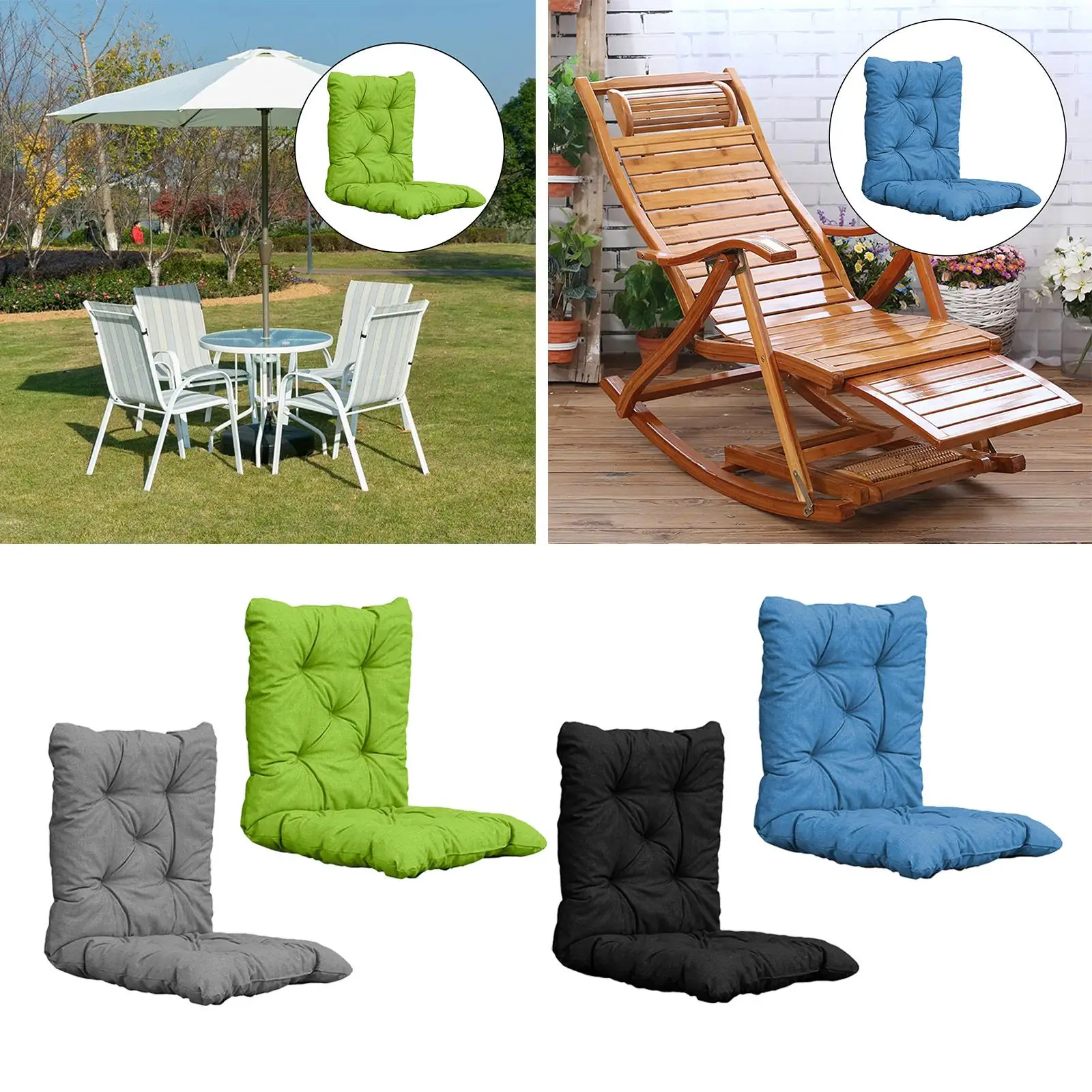 Deck Lounge Rocking Chair Cushion Soft Pads Non-Slip Indoor/Outdoor Garden